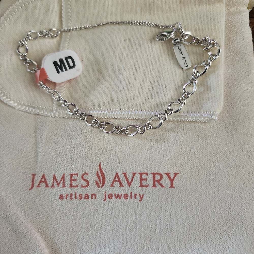 James Avery 925 Sterling Silver Twist Link Charm Braclete 7.25 Medium